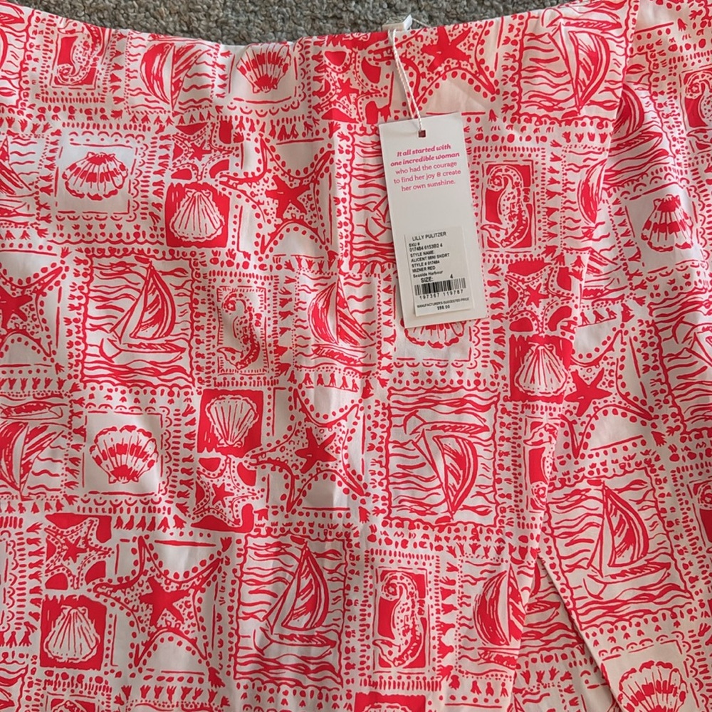 Lilly Pulitzer Red and White Nautical Print Skort - Picture 4 of 7